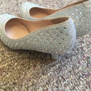 Low rhinestone heels